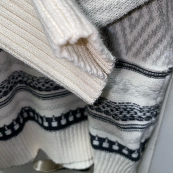 Women's Chaps Gray Black White Cream Mock Neck Pullover Knit Stripe Sweater  XL‎ - Picture 5 of 10